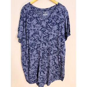 Tek Gear DryTek Womens Plus Size 3X V Neck Short Sleeve Athletic T Shirt Blue